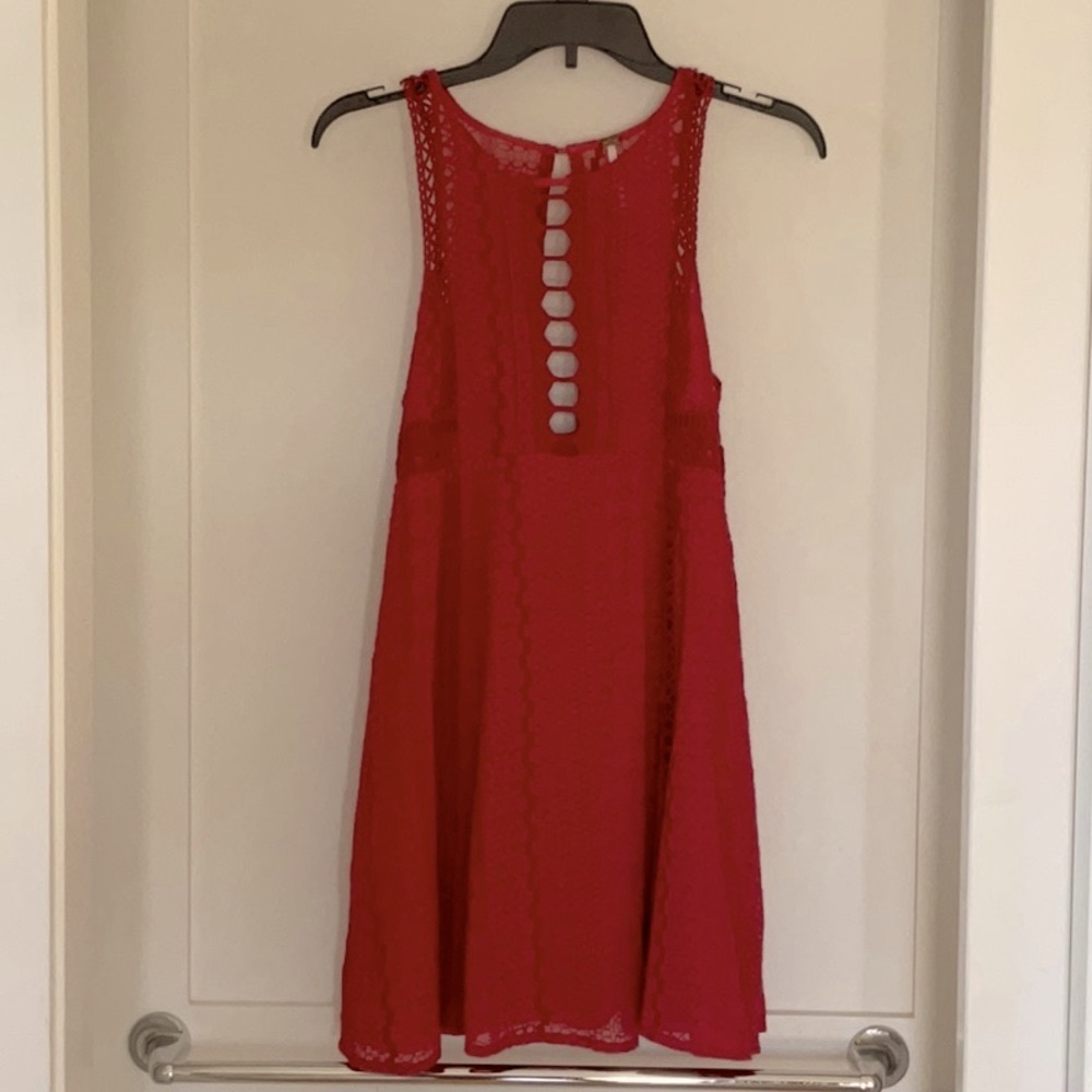 Women’s Juniors Free People Red Sleeveless Dress with Cutout Size 4